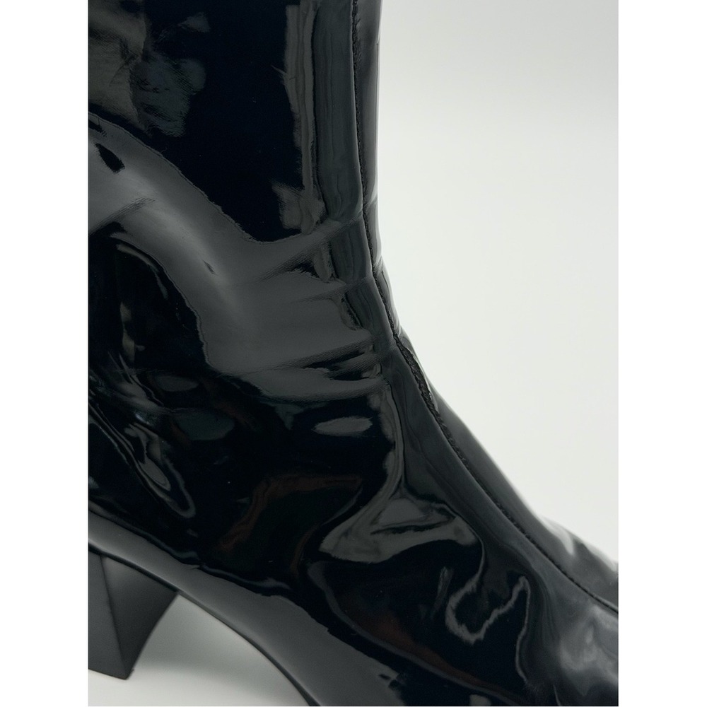 Jeffrey Campbell Black Patent Square-Toe Ankle Boots Size 7.5 - Picture 14 of 16